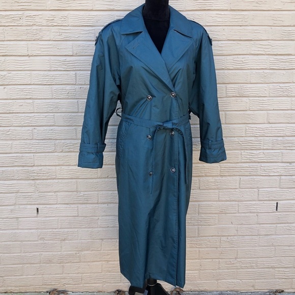Current Seen CS Russian Made Teal Blue Long Trench Coat & Removable Lining 11/12 - Picture 1 of 8